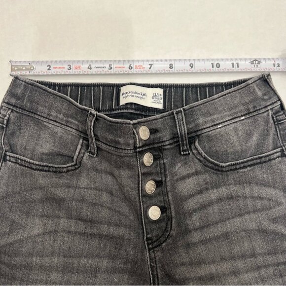 Abercrombie Kids Youth Girls Black Button Fly High Rise Straight Size 13/14 - Picture 4 of 4